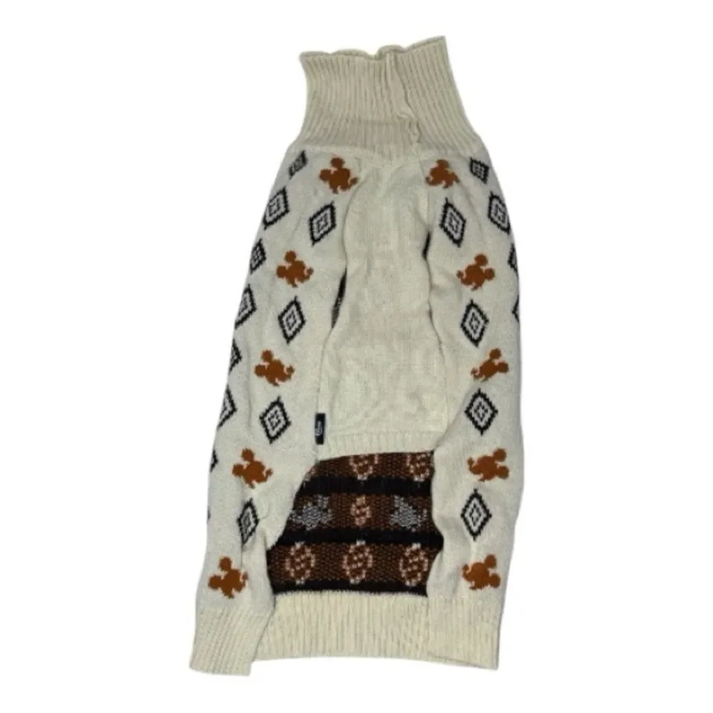 Disney Cream and Brown Chewy Mickey Mouse Southwest Pattern Cozy Sweater. Sz XXL